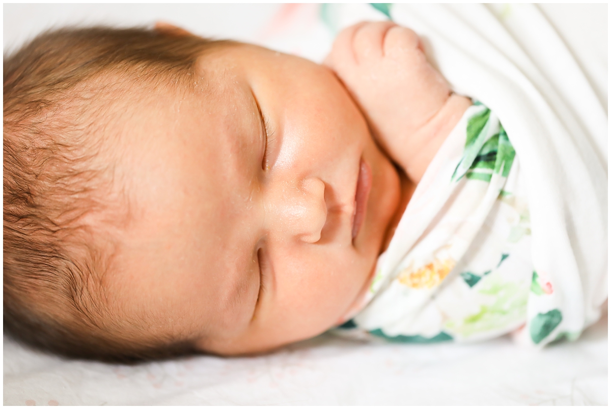 Newborn baby girl macro lens